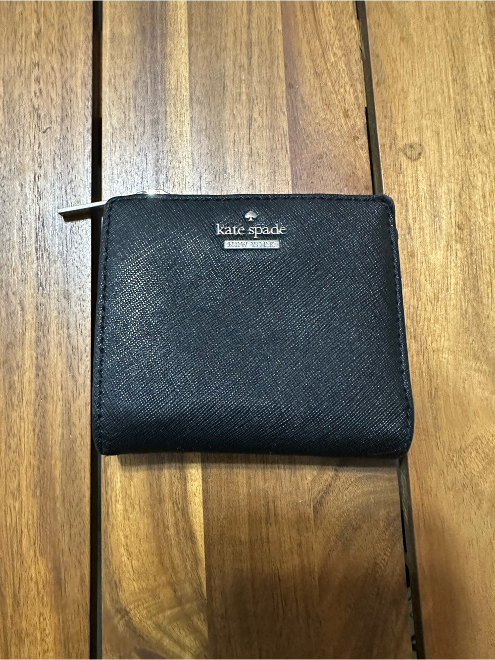 kate spade Small Black Saffiano Zip Around Bifold Wallet